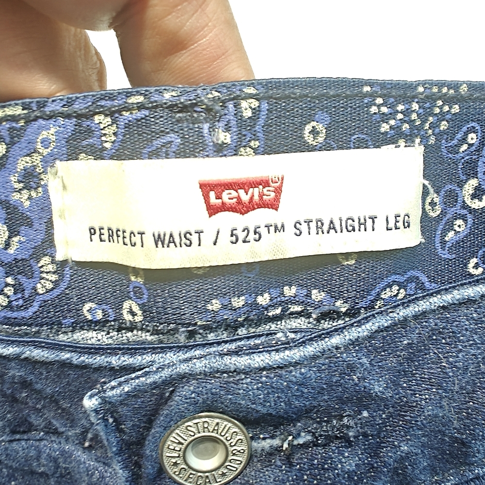 Levi’s 525 Perfect Waist Straight Leg Jeans Womens 16 S Blue Dark Wash Stretch - Picture 7 of 11